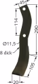 Technische Zeichnung: Fräsmesser 290 x 45 x 8 mm Bohrung 11,5 mm links/rechts für Howard Bodenfräse HA, CL, CA