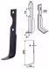 Technische Zeichnung: Industriehof® Fräsmesser links/rechts 205 x 50 x 4 mm, Bohrung 9 mm, für Agria