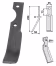 Technische Zeichnung: Industriehof® Rotorzinken links/rechts 250 x 35 x 8 mm, Bohrung 11 mm für Simon