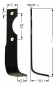 Technische Zeichnung: Fräsmesser 195 x 50 x 4 mm Bohrung 9 mm links/rechts für Agria Bodenfräse