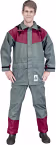 Produktbild: Pflanzenschutz-Jacke und Latzhose Agrisafe in Grau mit roten Einsätzen