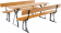 Produktbild: RUKU Bierzeltgarnitur, 220 cm, 50 cm breiter Tisch mit Beinfreiheit Kiefer 1 Tisch + 2 Bänke mit Lehne 3-teilig