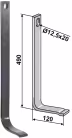 Technische Zeichnung: Industriehof® Stützfeder 490 x 10 x 40 mm, für universal, Spurlockerzinken mit Schar