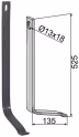 Technische Zeichnung: Industriehof® Stützfeder 525 x 10 x 40 mm, für universal, Spurlockerzinken mit Schar
