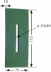Technische Zeichnung: Greenflex Plastik-Abstreifer 170 x 70 mm, Bohrung L x B: 80 x 10 mm für Rau Packerwalzen