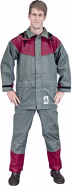 Produktbild: Pflanzenschutz-Jacke und Latzhose Agrisafe in Grau mit roten Einsätzen