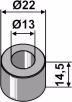 Technische Zeichnung: Industriehof® Buchse 13 x 22 x 14,5 mm, für Irus