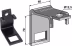 Technische Zeichnung: Industriehof® Zinkenhalter B 50 x 8 mm für Federzinken 32 x 10 mm mit Verstärkungsfeder 32 x 10 mm