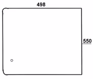 Technische Zeichnung: Seitenscheibe 498 x 550 x 5 mm klar, schiebbar, runde Ecken, für Verdeck Dieteg F, FP, FPK 8000