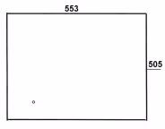 Technische Zeichnung: Seitenscheibe 505 x 553 x 5 mm klar, schiebbar, gerade Ecken, für Verdeck Dieteg F, FP, FPK 8000