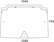 Technische Zeichnung: Frontscheibe grün, Siebdruck, ausstellbar, für Traktor Case IH JXC, Quantum, New Holland TNDA, TNSA