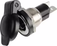 Produktbild: Herth + Buss Steckdose 1-polig, 6 – 24 V, 16 A, 2 x Flachsteckanschluss 6,3 mm, Aluminium, mit Masseanschluss