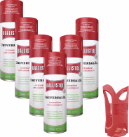 Produktbild: Ballistol® Universalöl Set mit 6 Spraydosen 400 ml und gratis Dosenhalter