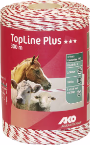 Produktbild: Ako Litze TopLine plus weiß, rot 300 m, 449119