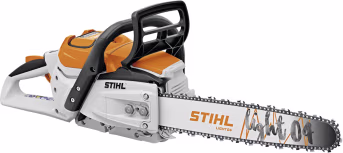 Produktbild: STIHL Akku-Kettensäge MSA 300 in Weiß-Orange mit Führungsschiene und Kette
