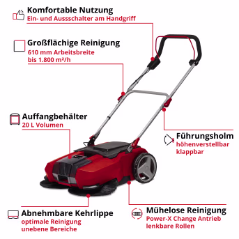 Produktbild: EINHELL Power X-Change Akku-Kehrmaschine TE-SW 18/610 Li-Solo