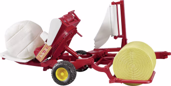 Produktbild: Bruder® Modell McHale Ballenwickler mit schwarzem und ockerbraunem Rundballen 1:16