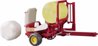 Produktbild: Bruder® Modell McHale Ballenwickler mit schwarzem und ockerbraunem Rundballen 1:16