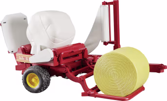Produktbild: Bruder® Modell McHale Ballenwickler mit schwarzem und ockerbraunem Rundballen 1:16