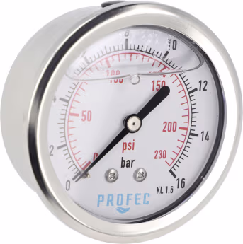 Produktbild: Glyzerin-Manometer 0 bis 16 bar, Anschluss 1/4 AG hinten, Ø außen 63 mm