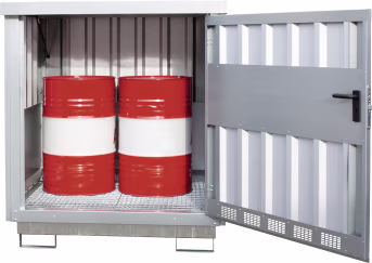 Produktbild: BAUER® SÜDLOHN Gefahrstoffdepot GD-E 2 für zwei 200 Liter-Fässer, mit Gitterrost