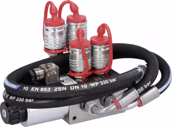 Set: Zusatzsteuerventil 12 V DC, 6/2 Wegeventil -TB-, Grundventilausführung, inkl. Elektroeinheit mit Wipptaster