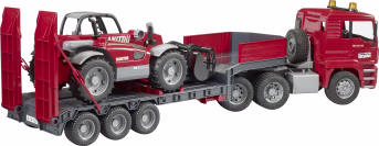 Produktbild: Bruder® Modell MAN TGA Tieflader mit Manitou Teleskoplader 1:16