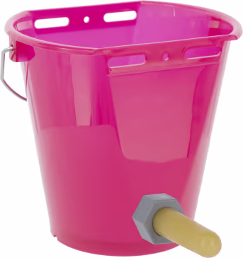 Produktbild: KERBL Kälbertränkeeimer 8 l rund Set bunt mit 4 x Eimer/4 x Ventil/Sauger, Kunststoff (lebensmittelecht)