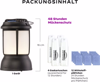 Set: Thermacell Mückenabwehr Laterne Tischgerät, für max. 20 m², mit Wirkstoff/Kartusche für 48 h