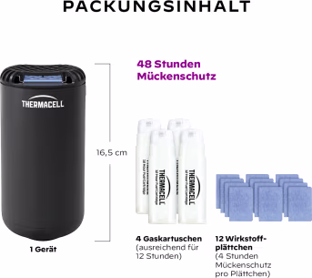 Set: Thermacell Mückenabwehr Protect Graphit Tischgerät, für max. 20 m²