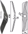 Technische Zeichnung: Industriehof® Rollspatenmesser links/rechts 430 x 74 x 10 mm Bohrung 27 mm für Hankmo-Tume Sampo