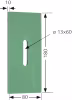 Technische Zeichnung: Greenflex Plastik-Abstreifer 180 x 80 mm, Bohrung L x B: 60 x 13 mm für Rabe Packerwalzen