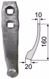 Technische Zeichnung: Industriehof® Spurlockererschar 160 x 20 x 10 mm für Spurlockerzinken universal