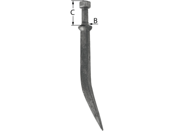 Eggenzinken, 190 mm, M 16, gebogen, Qualitäts-Rundstahl, gesenkgeschmiedet, ungehärtet, Naturhart C 45 Eggenzinken, 190 mm, M 16, gebogen, Qualitäts-Rundstahl, gesenkgeschmiedet, ungehärtet, Naturhart C 45