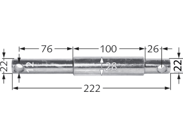Unterlenker-Stufenbolzen Kat. 1/2, Länge 222 mm, Ø 22 mm; 28 mm; 22 mm Unterlenker-Stufenbolzen Kat. 1/2, Länge 222 mm, Ø 22 mm; 28 mm; 22 mm