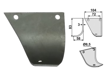 Industriehof® Fräsmesser rechts 83 x 104 x 3 mm, Bohrung 8,5 mm für Hako, HAK-56R Industriehof® Fräsmesser rechts 83 x 104 x 3 mm, Bohrung 8,5 mm für Hako, HAK-56R