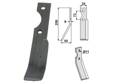 Industriehof® Rotorzinken rechts 250 x 35 x 8 mm, Bohrung 11 mm für Simon, IND-74R Industriehof® Rotorzinken rechts 250 x 35 x 8 mm, Bohrung 11 mm für Simon, IND-74R