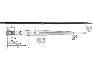 Industriehof® Frontladerzinken 1.400 mm, M 22 x 1,5, spitz, gerade, für Agram, Faucheux, 181300 Industriehof® Frontladerzinken 1.400 mm, M 22 x 1,5, spitz, gerade, für Agram, Faucheux, 181300