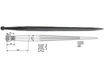 Industriehof® Frontladerzinken 800 mm, M 22 x 1,5, spitz, gerade, für Hydrac, 18826 Industriehof® Frontladerzinken 800 mm, M 22 x 1,5, spitz, gerade, für Hydrac, 18826
