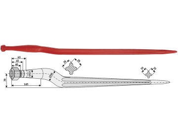 Industriehof® Frontladerzinken 810 mm, M 22 x 1,5, spitz, gekröpft, für Von der Heide, Weidemann, 18831 Industriehof® Frontladerzinken 810 mm, M 22 x 1,5, spitz, gekröpft, für Von der Heide, Weidemann, 18831