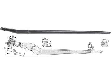 Industriehof® Frontladerzinken 950 mm, M 22 x 1,5, spitz, gekröpft, für Von der Heide, Agram, 18959 Industriehof® Frontladerzinken 950 mm, M 22 x 1,5, spitz, gekröpft, für Von der Heide, Agram, 18959