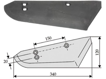 Industriehof® Rübenroderschar links, 340 x 7 mm, Tiefe 120 mm für Stoll, 34-807L Industriehof® Rübenroderschar links, 340 x 7 mm, Tiefe 120 mm für Stoll, 34-807L