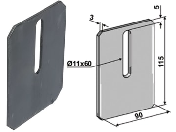 Industriehof® Abstreifer 115 x 90 x 3 mm, Bohrung 60 x 11 mm für Amazone, 51-A100 Industriehof® Abstreifer 115 x 90 x 3 mm, Bohrung 60 x 11 mm für Amazone, 51-A100