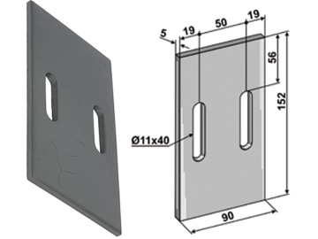 Industriehof® Abstreifer 152 x 90 x 5 mm, Bohrung 40 x 11 mm für Eberhardt, 51-E100 Industriehof® Abstreifer 152 x 90 x 5 mm, Bohrung 40 x 11 mm für Eberhardt, 51-E100