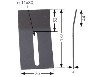 Industriehof® Abstreifer 137 x 75 x 3 mm, Bohrung 80 x 11 mm für Kuhn, 51-K200 Industriehof® Abstreifer 137 x 75 x 3 mm, Bohrung 80 x 11 mm für Kuhn, 51-K200