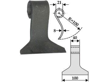 Industriehof® Schlegelmesser 100 x 40 x 8 mm, Bohrung 21 mm, für Mulcher Agrimaster, Agromec, Fehrenbach Fräsen, 63-AGM-10 Industriehof® Schlegelmesser 100 x 40 x 8 mm, Bohrung 21 mm, für Mulcher Agrimaster, Agromec, Fehrenbach Fräsen, 63-AGM-10
