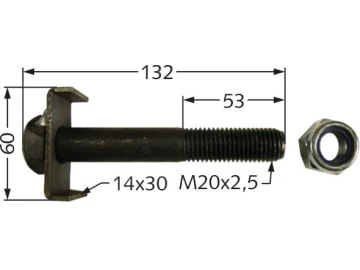 Industriehof® Gewindebolzen M 20 x 2,5 x 132 - 8.8 mit selbstsichernder Mutter, 63-AGM-501 Industriehof® Gewindebolzen M 20 x 2,5 x 132 - 8.8 mit selbstsichernder Mutter, 63-AGM-501