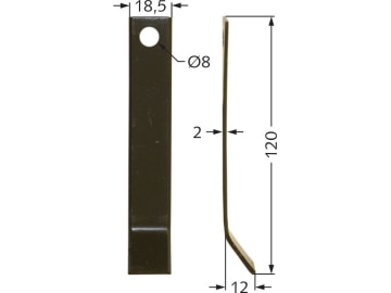 Industriehof® Y-Messer 120 x 18,5 x 2 mm, Bohrung 8 mm, für Agria, Gutbrod, Tornedo, 63-AGR-51 Industriehof® Y-Messer 120 x 18,5 x 2 mm, Bohrung 8 mm, für Agria, Gutbrod, Tornedo, 63-AGR-51