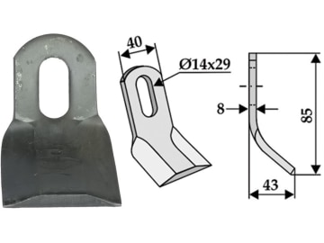 Industriehof® Y-Messer 85 x 40 x 8 mm, Bohrung 29 x 14 mm, für Agrimaster, Ferri, Howard, Wiwexa, 63-FEI-13 Industriehof® Y-Messer 85 x 40 x 8 mm, Bohrung 29 x 14 mm, für Agrimaster, Ferri, Howard, Wiwexa, 63-FEI-13