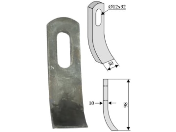 Industriehof® Schlegelmesser 98 x 30 x 10 mm, Bohrung 32 x 12 mm, für Herder, 63-HER-51 Industriehof® Schlegelmesser 98 x 30 x 10 mm, Bohrung 32 x 12 mm, für Herder, 63-HER-51